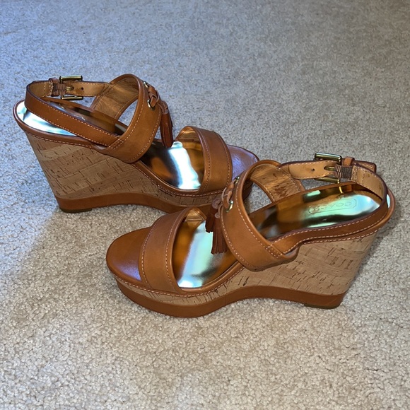 Coach Guileietta Leather and Cork Platform Sandals - Picture 5 of 13